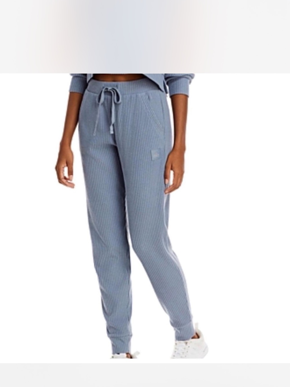 ALO Muse Ribbed Light Blue Drawstring Joggers